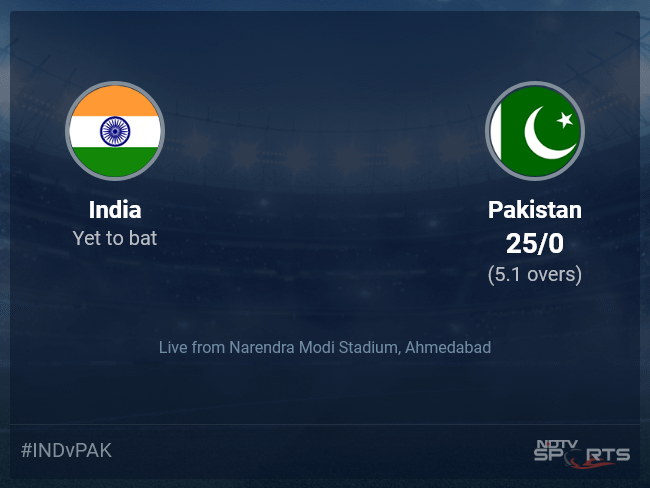 India vs Pakistan live score over Match 12 ODI 1 5 updates