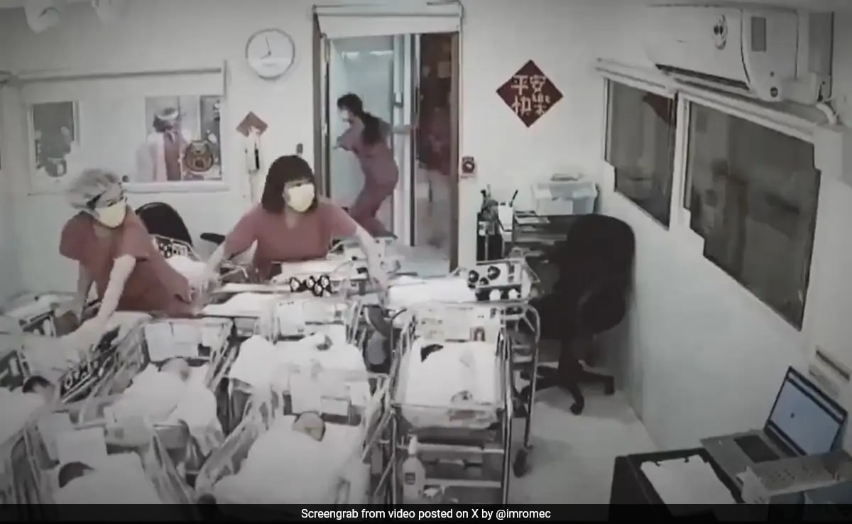 Video Shows Taiwan Nurses Grabbing Incubators To Save Newborns During Earthquake