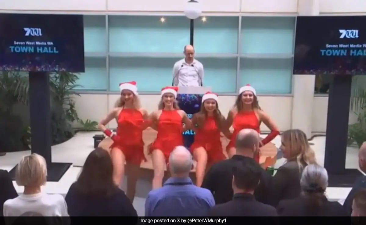 Australian TV Slammed After Pic Of “Sexy Santa” Dancers At Staff Meeting Goes Viral