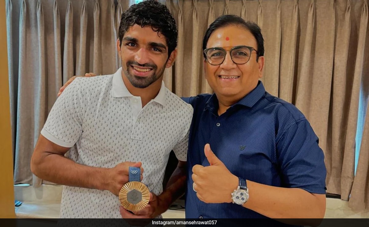 Paris Olympics Medallist Aman Sehrawat Gets Special Tarak Mehta Ka Oolta Chashma Present. See Pics