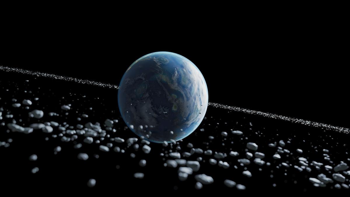 Hidden craters suggest earth once had a Saturn-like ring