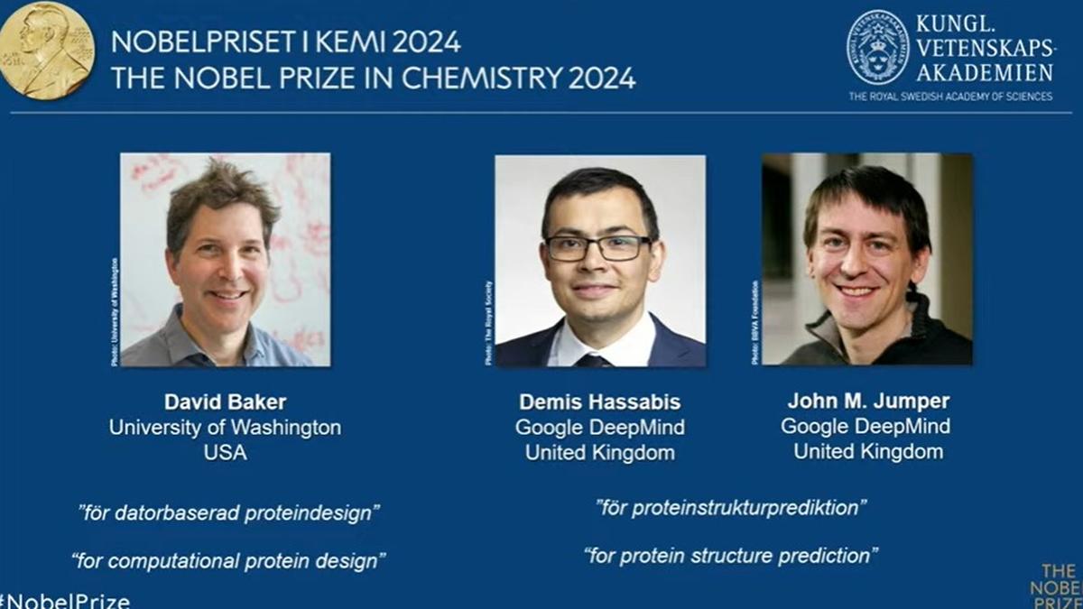 Nobel Prize in Chemistry 2024 awarded to David Baker, along with Demis Hassabis and John M. Jumper