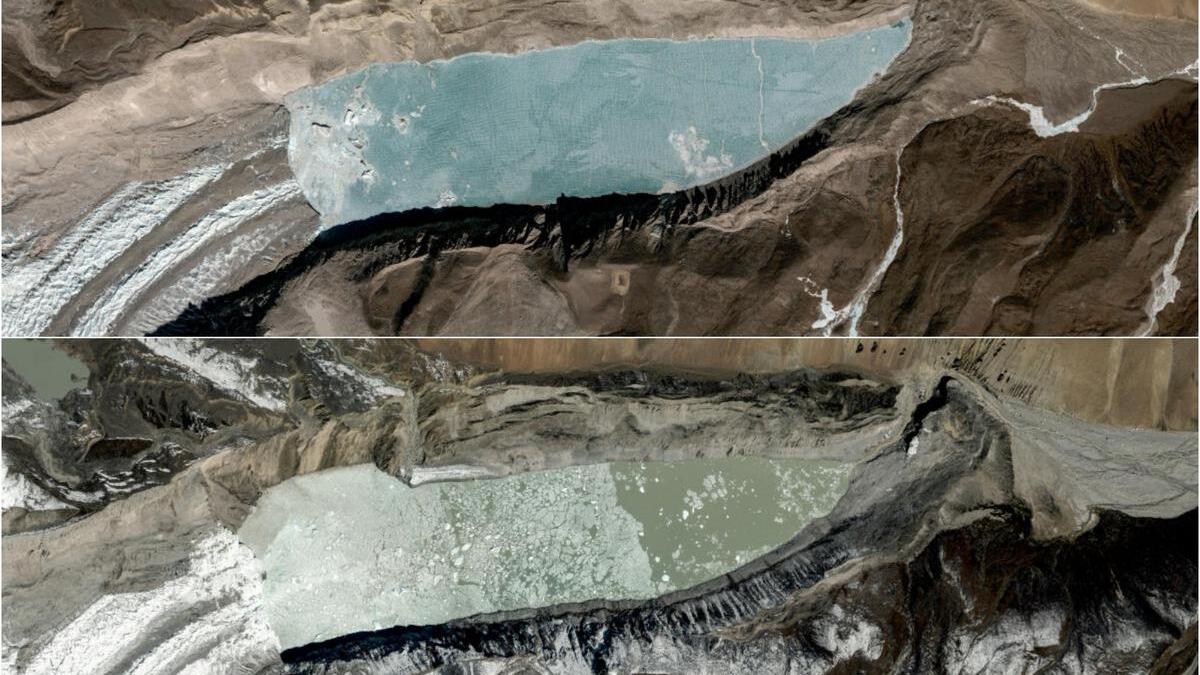 Glacial lakes rise as glaciers retreat