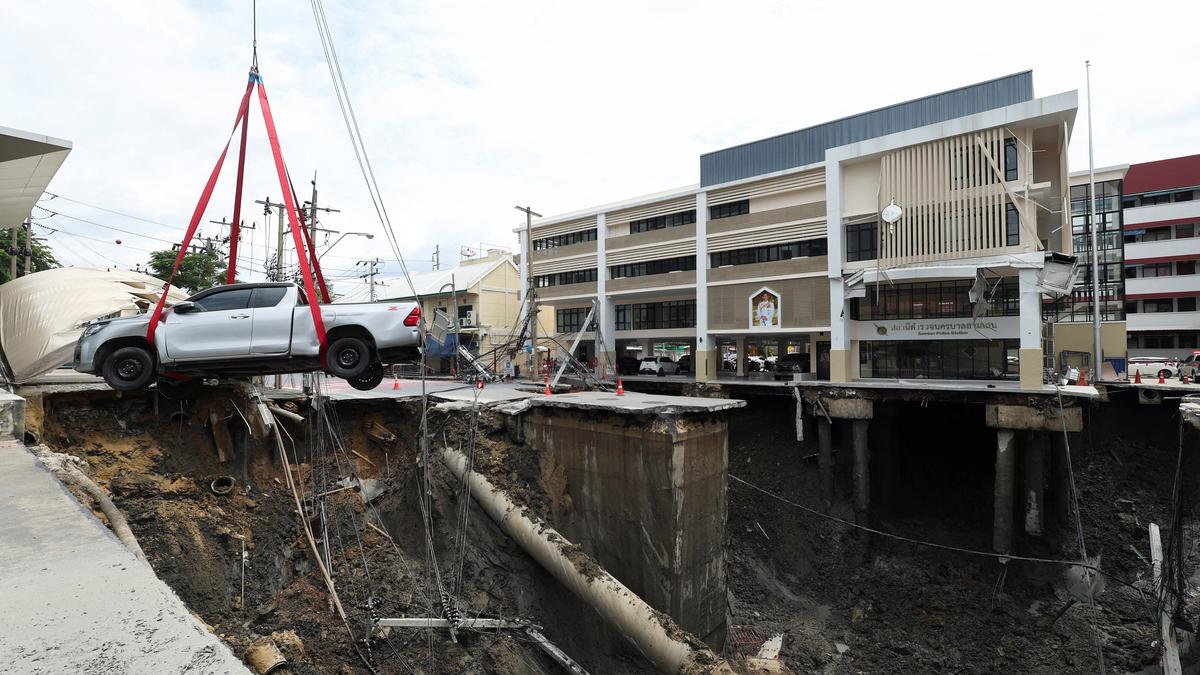 Massive sinkhole in Bangkok street forces evacuations