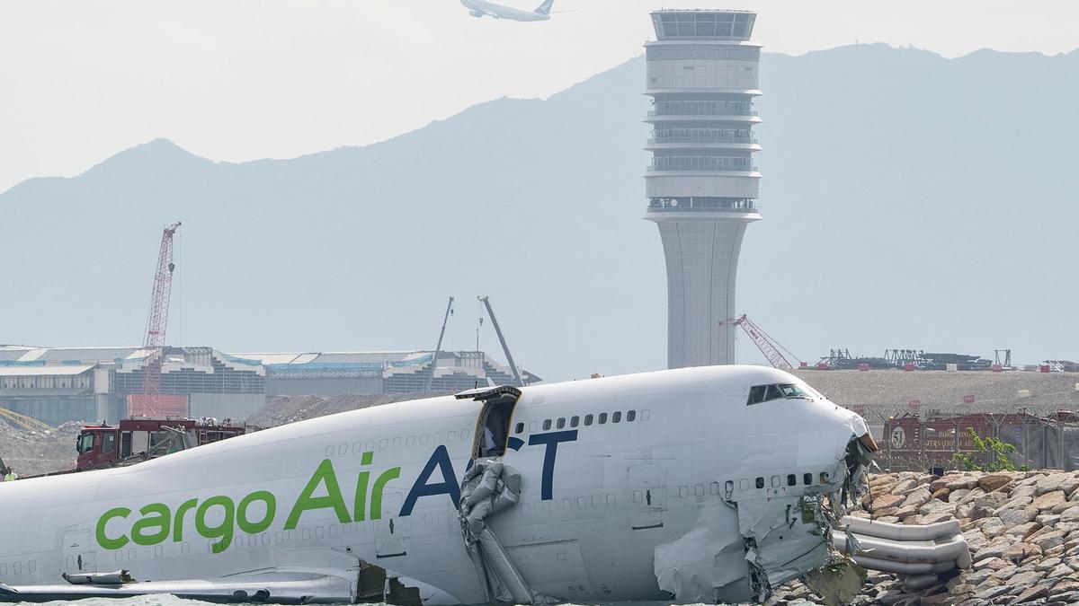 Cargo plane veers off Hong Kong runway; kills two