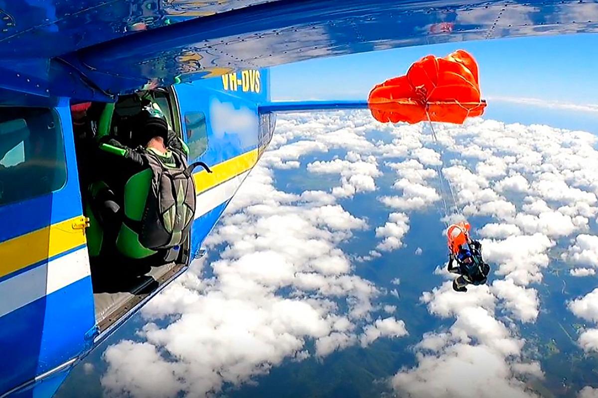 Watch: Skydiver gets parachute caught on plane wing in Australia