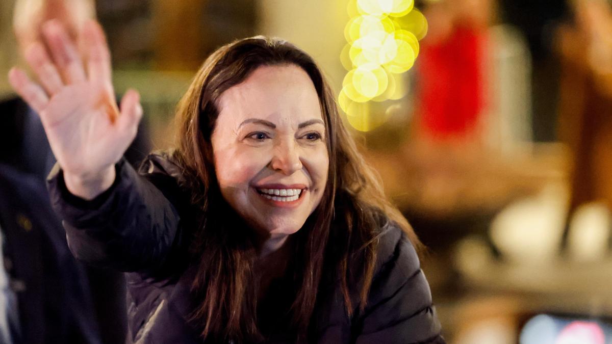 Venezuelan Opposition leader Machado greets supporters in Norway after Nobel ceremony