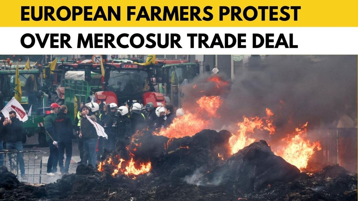 Watch: Farmers block roads in Brussels to protest EU-Mercosur trade deal