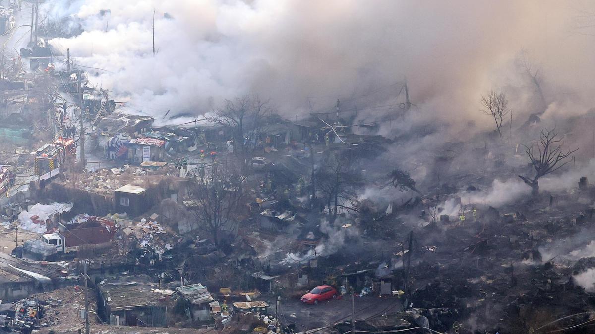 Fire breaks out in Seoul’s last-remaining shanty town
