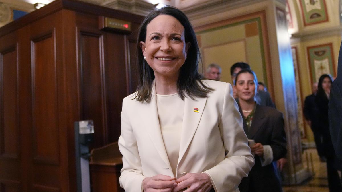 Venezuela’s Machado meets Trump, presents Nobel Peace Prize to him