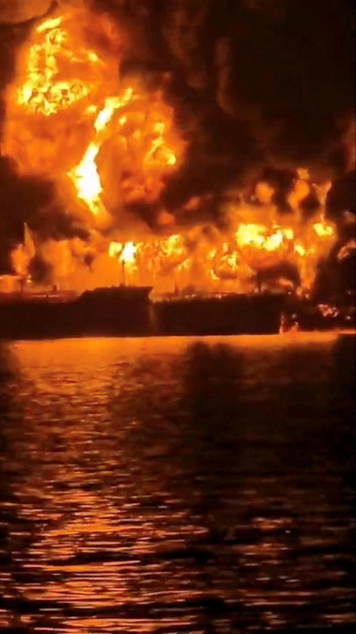 Watch: Two fuel tankers burning after suspected Iran attack in Gulf