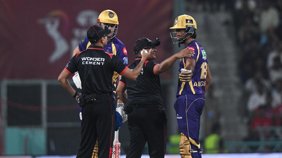 Raghuvanshi adjudged out for obstructing the field during LSG-KKR IPL clash
