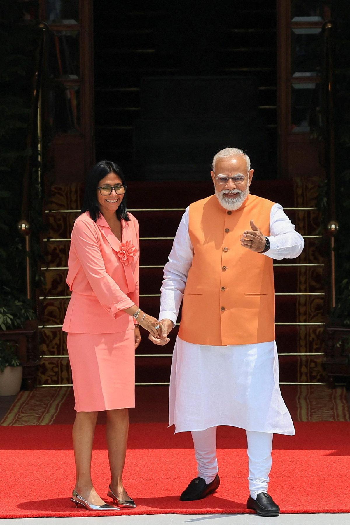 Watch: Delcy Rodriguez arrives in India