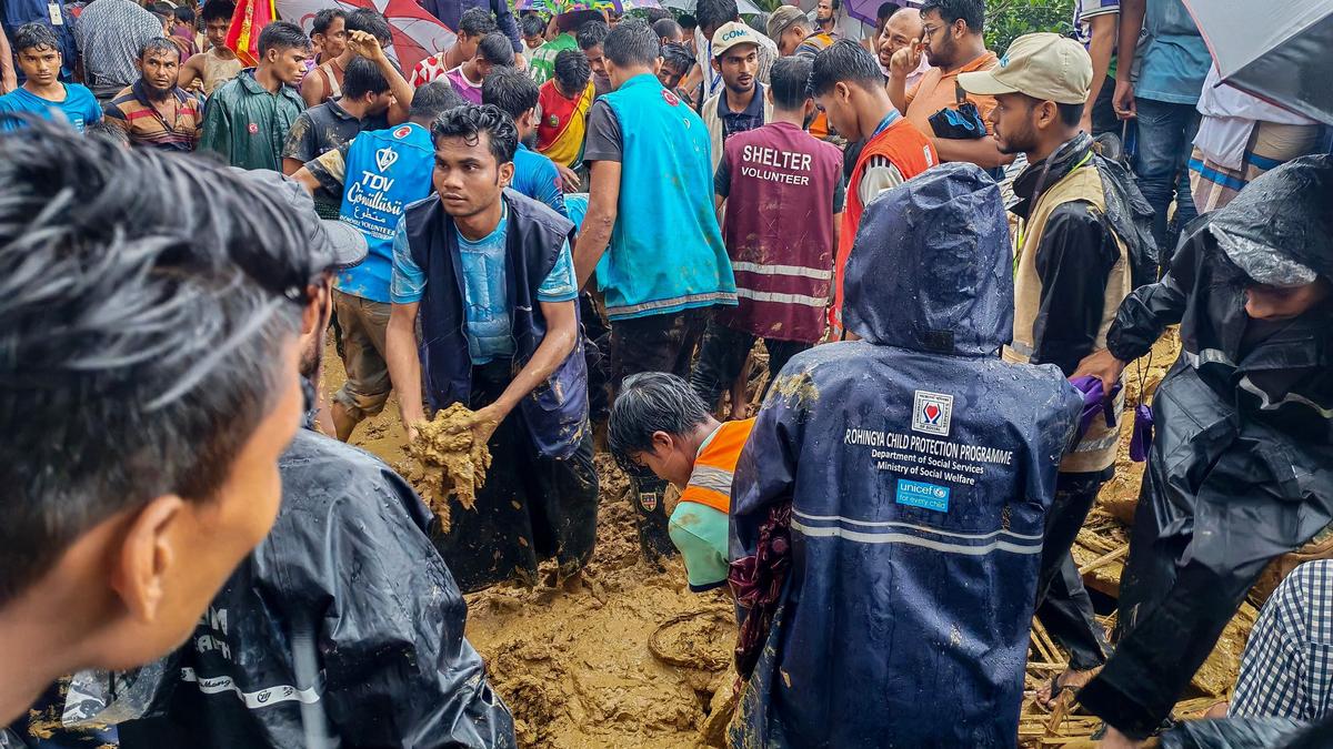 At least five children die in monsoon landslide at a Rohingya camp in Bangladesh