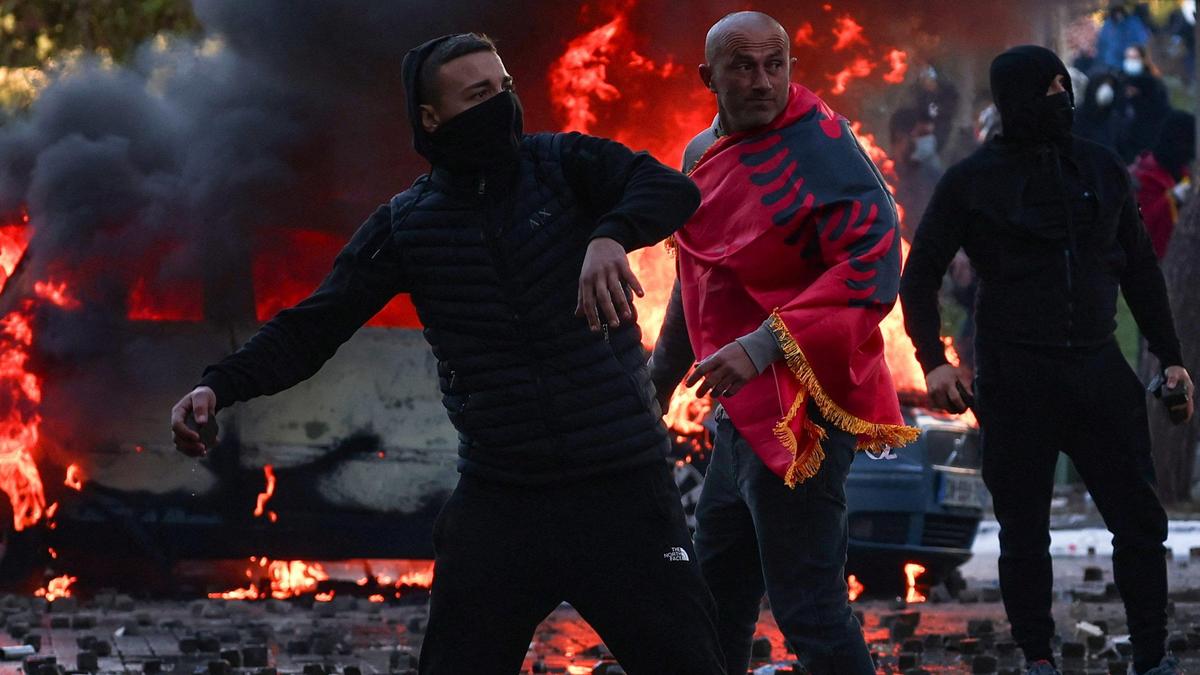 Albanian police clash with anti-government protesters for eighth day